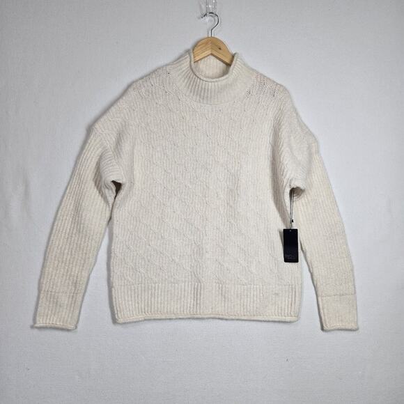 Rachel Roy Ribbed Sweater Sz XL Ivory Mock Neck Long Sleeve Soft Cozy Stretch - Picture 12 of 13